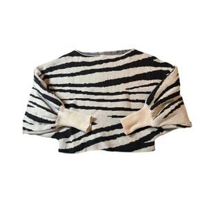 Shein Zebra Print Oversized Sweater Batwing Knit Womens L